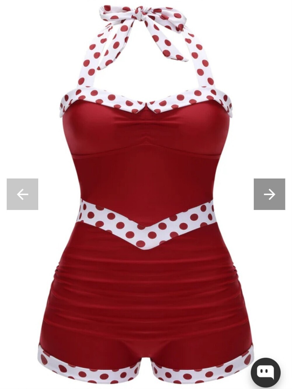 NWT Retro Stage Red Polka Dot Halter One-Piece Swimsuit 40s Style